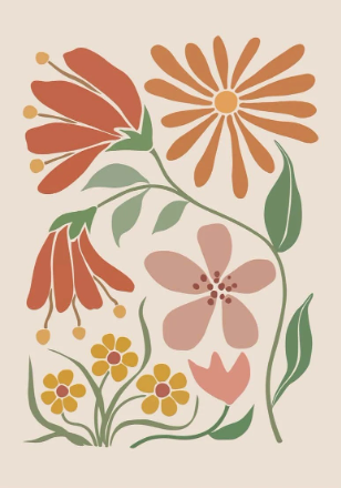 Set de Lámina Minimalista Floral